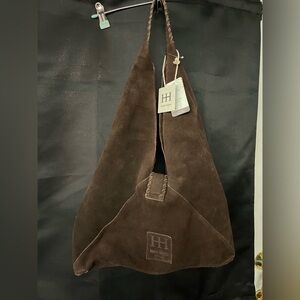 Brown Suede Haute Hippie Triangle Sling Bag NWT